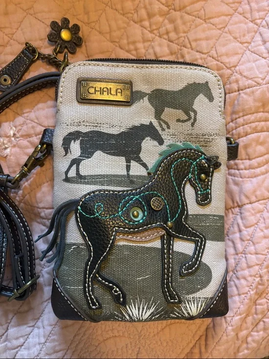 Chala Brown & Tan Horse Crossbody Phone Bag - Picture 2 of 4